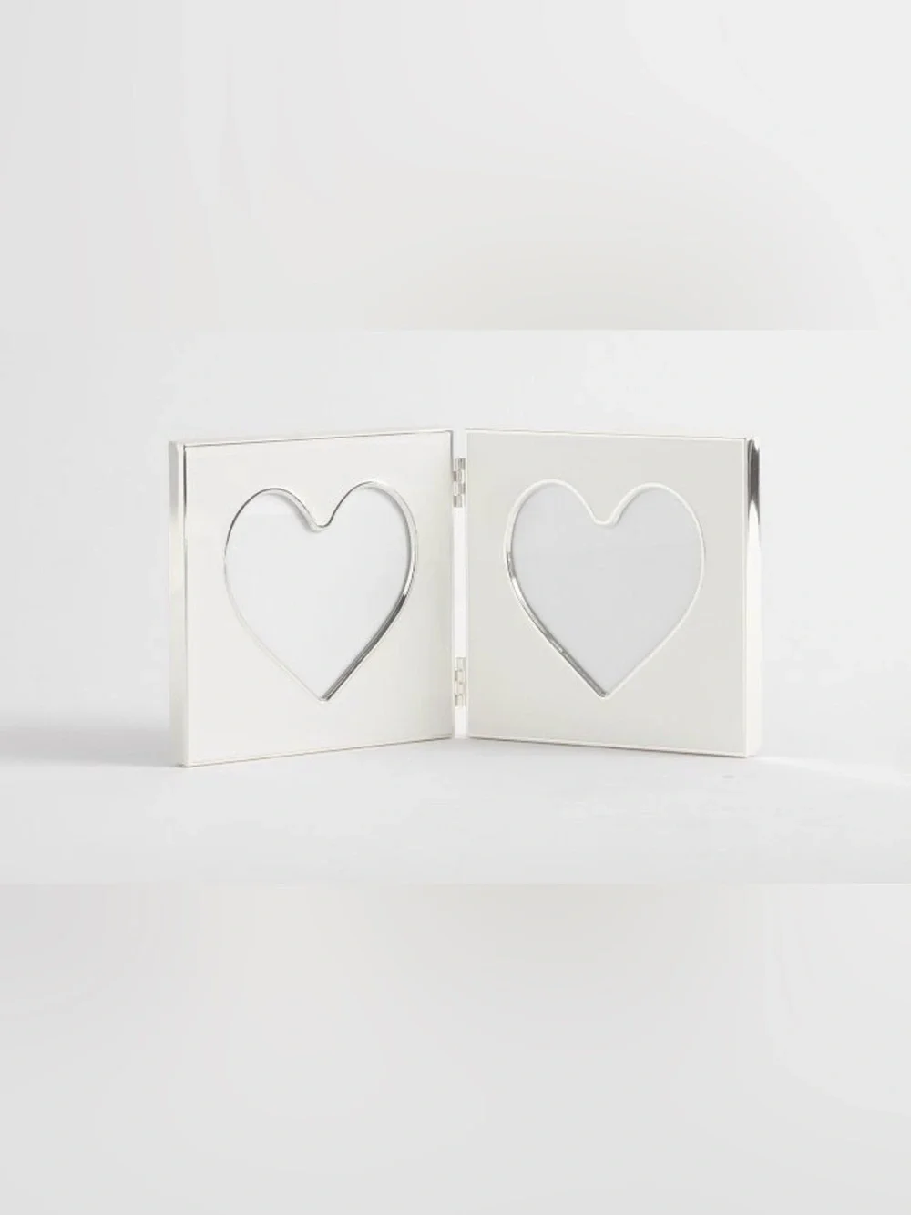 Pottery Barn White Heart Frame Duo ~ 3.5” x 3.5”